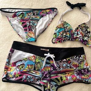 OP Multicolor Graphic Bikini Set